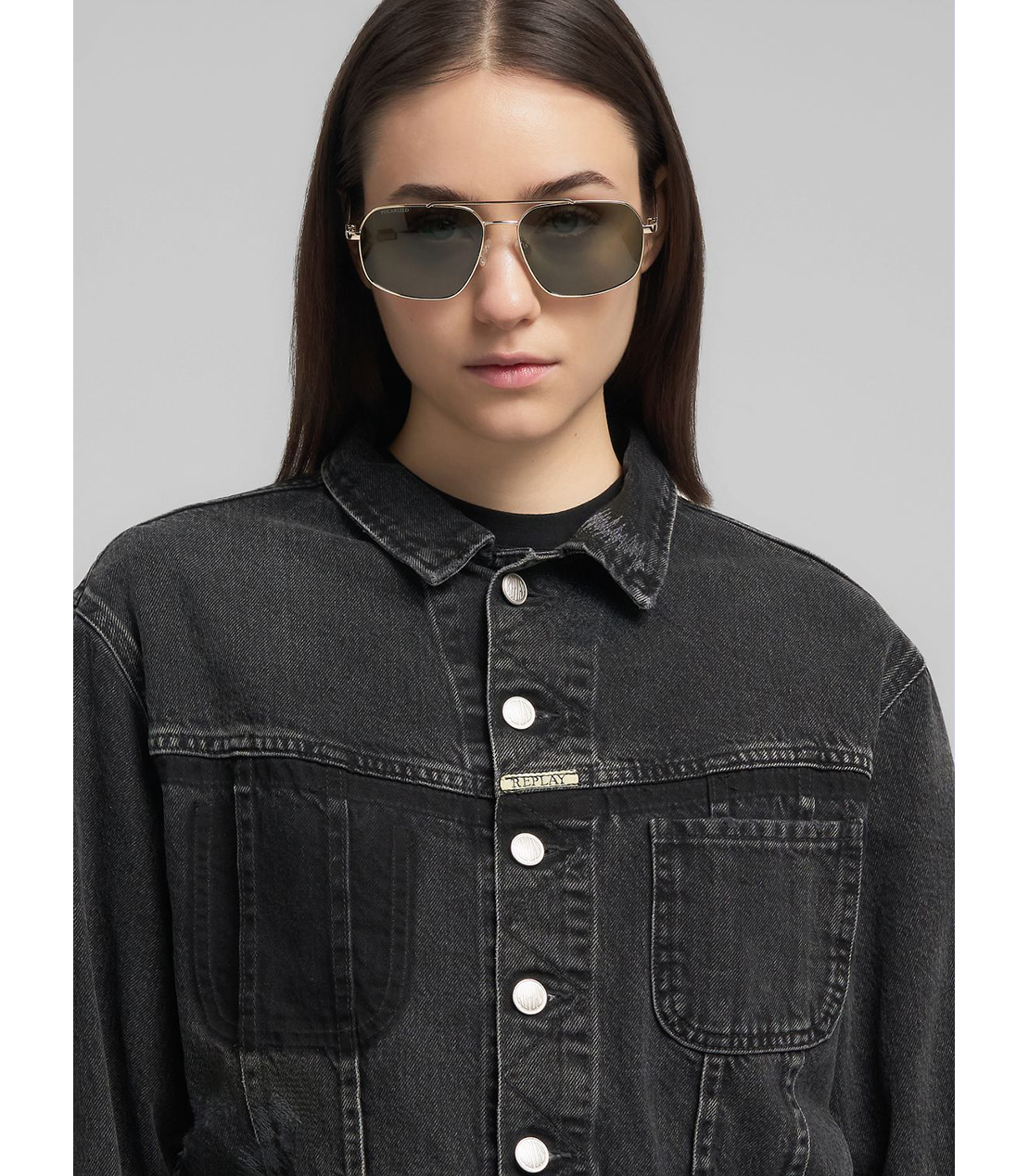 クロップド デニムジャケット（セットアップ） 詳細画像 ブラック 5